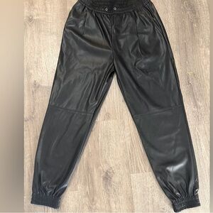 Black Faux Leather Joggers